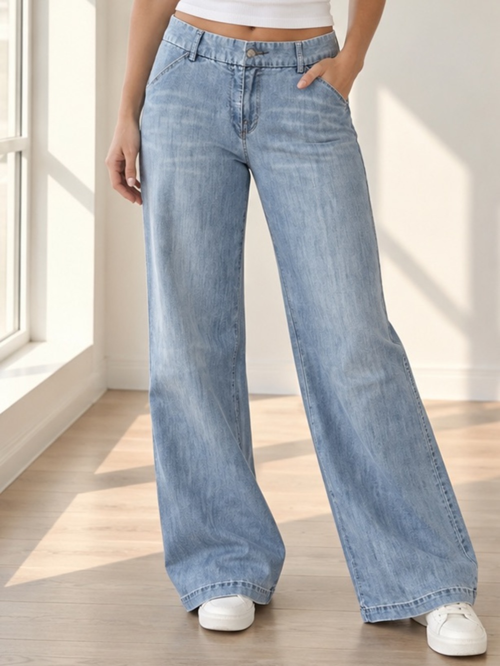Express Design Studio Editor Wide Leg Stretch Jeans Light Wash Size 10 Y2K